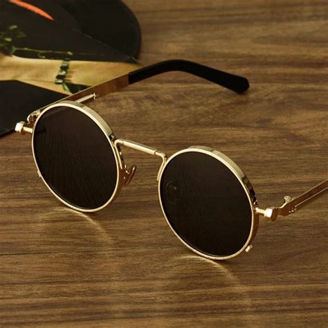 duco vintage retro steampunk style round sunglasses